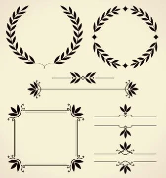 Set of design elements and page decoration. Stock Illustration