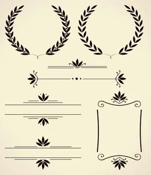 Set of design elements and page decoration. Stock Illustration