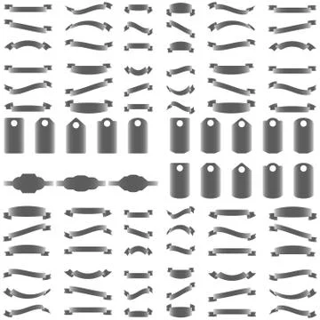 Set of design elements banners ribbons and tag. Stock Illustration