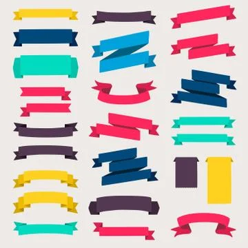 Set of design elements banners ribbons. Stock Illustration