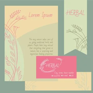 Set of design elements. Business cards, flyers, check, background. Stock Illustration