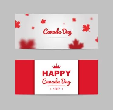 Set of design elements for Canada Day 1st of July. Stock Illustration