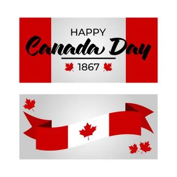 Set of design elements for Canada Day 1st of July. Vector modern stylish illu Stock Illustration