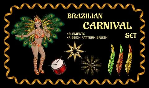 Set of design elements for carnival decoration Stock Illustration