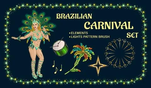 Set of design elements for carnival decoration Stock Illustration