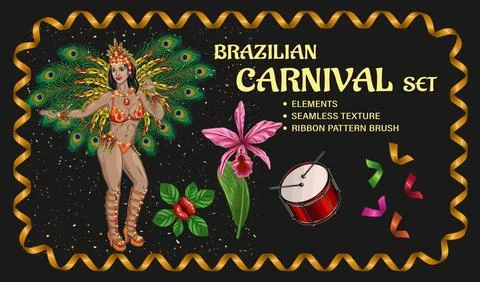 Set of design elements for carnival decoration Illustrazione stock