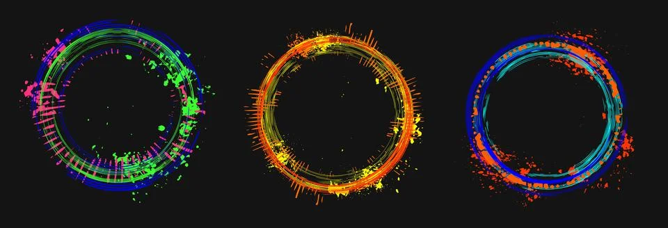 Set of design elements, circular frames. Stock Illustration