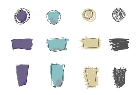Set of design elements. Collection of frames for text in doodle style. Hand d Stock Illustration