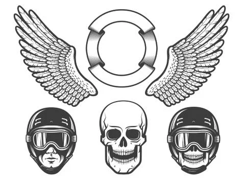 Set of design elements for creating a racing emblem Stock-Illustration