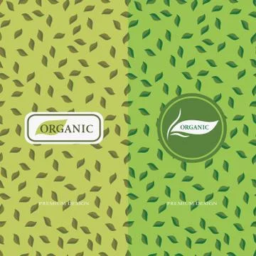 Set of design elements, graceful logo template. Seamless pattern background  Stock Illustration