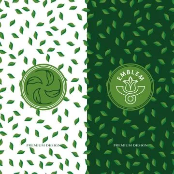 Set of design elements, graceful logo template. Seamless pattern background  イラスト素材