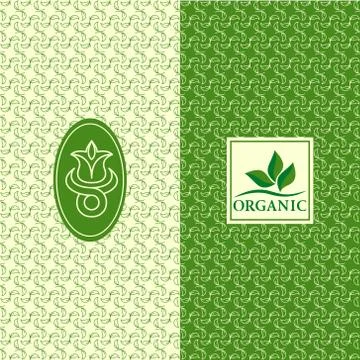 Set of design elements, graceful logo template. Seamless pattern background   Stock Illustration