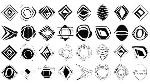 Set of design elements in grunge style. Irregular shapes and rough edges. Stock Illustration