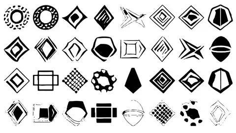 Set of design elements in grunge style. Irregular shapes and rough edges. Illustrazione stock