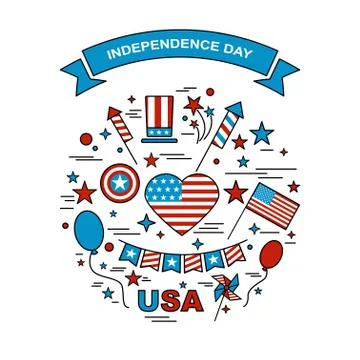 A set of design elements for Independence Day Stock Illustration