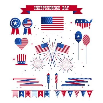 A set of design elements for Independence Day Stock Illustration