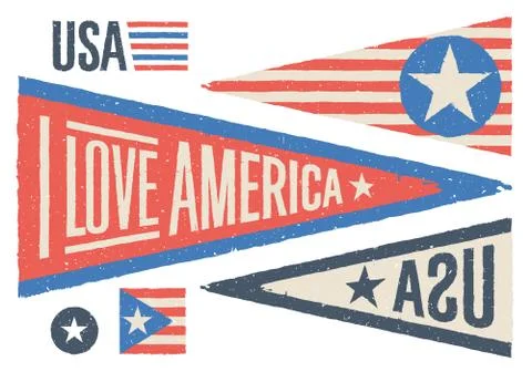 Set of design elements for Independence Day in USA. Vector illustration. Stock Illustration