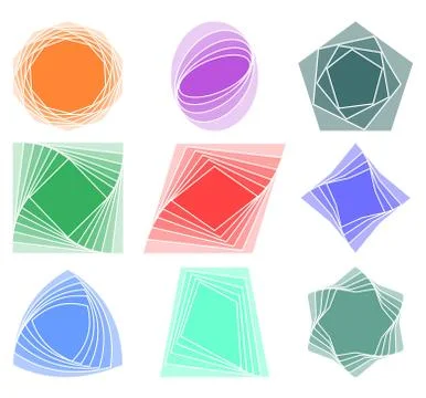 Set of design elements for leaflet, poster, print, template, or logotyp. Colo Stock Illustration