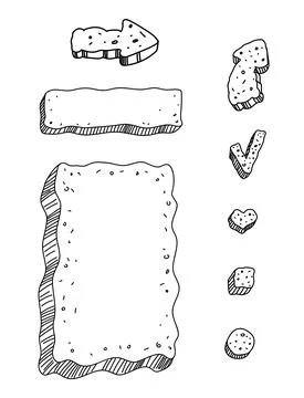 The set of design elements made from stone: arrows, markers, tick, banners. Stock Illustration