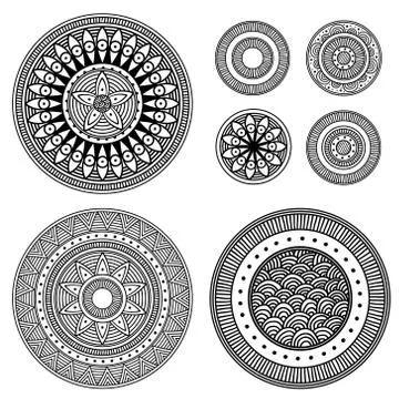Set of design elements - patterned circles Stock Illustration