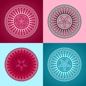 Set of design elements - patterned circles Stock Illustration