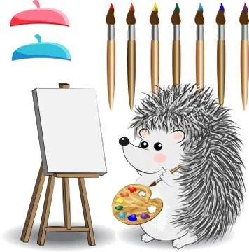 Set of design elements with profession artist and painter tools for creative  Stock Illustration