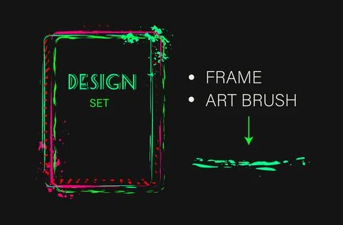 Set of design elements rectangular frame art brush Illustrazione stock
