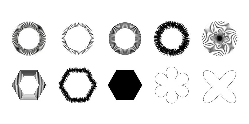 Set of design elements. Retro graphic, trends designs and vintage geometric. Illustrazione stock