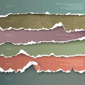 Set of design elements torn paper with place for text Stock Illustration