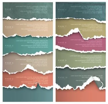 Set of design elements torn paper with place for text Stock Illustration