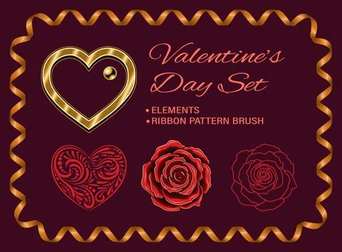 Set of design elements for Valentines day decoration Stock Illustration
