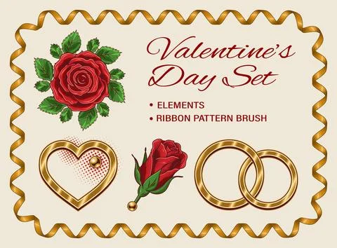 Set of design elements for Valentines day decoration Stock Illustration