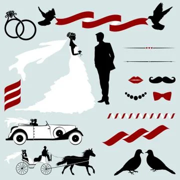 Set of Design Elements for Wedding Invitations Stock Illustration
