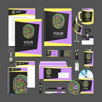 Set design Gift template Corporate identity fingerprint Stock Illustration