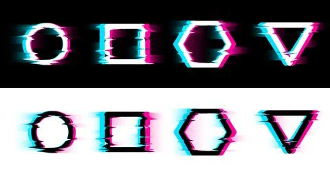 A set of design glitches in a distorted TV frame. Isolated background. 스톡 일러스트