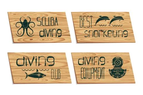 Set design logo scuba diving Stock Illustration