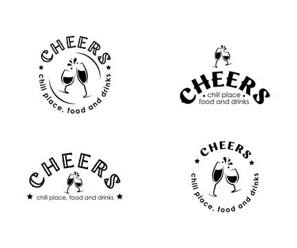 Set of design logos with ethnic elements in thin line style. Alcohol industry Stock Illustration