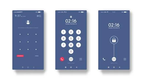 Set design types of lock screen smartphone. smartphone screen security Stock Illustration