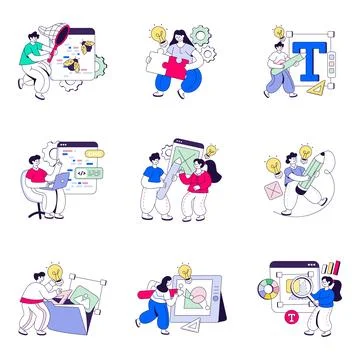 Set of Designing Flat Illustrations Illustrazione stock
