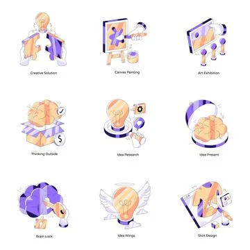Set of Designing Isometric Illustrations Stock Illustration