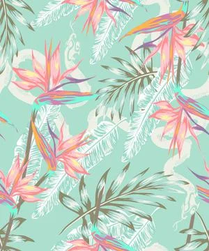 Set of designs Beautiful pattern with a snake in a tropical jungle pastel sha Illustrazione stock