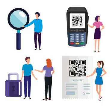 Set designs of scan code qr and icons Stock Illustration