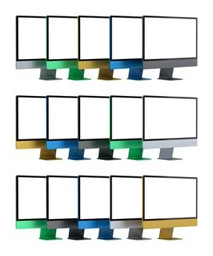 Set of desktop computer setups with matching accessories like watches, phon.. 스톡 일러스트