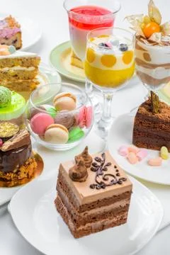 Set of desserts Stock Photos