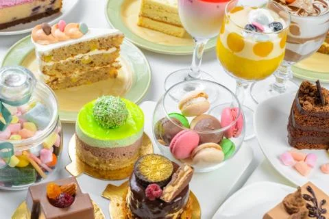 Set of desserts Stock Photos