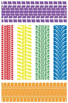 Set of detailed tire prints Stock Illustration