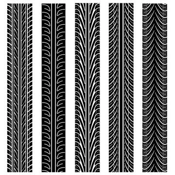 Set of detailed tire prints, vector illustration The Set of detailed tire ... Stock Photos