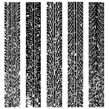 Set of detailed tire prints, vector illustration The Set of detailed tire ... Stock Photos