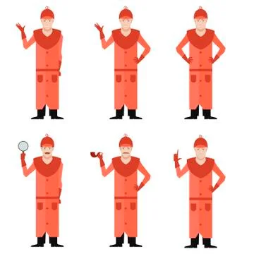 Set of Detectives Stock Illustration