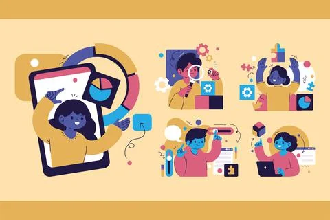 Set of developer people Stock Illustration